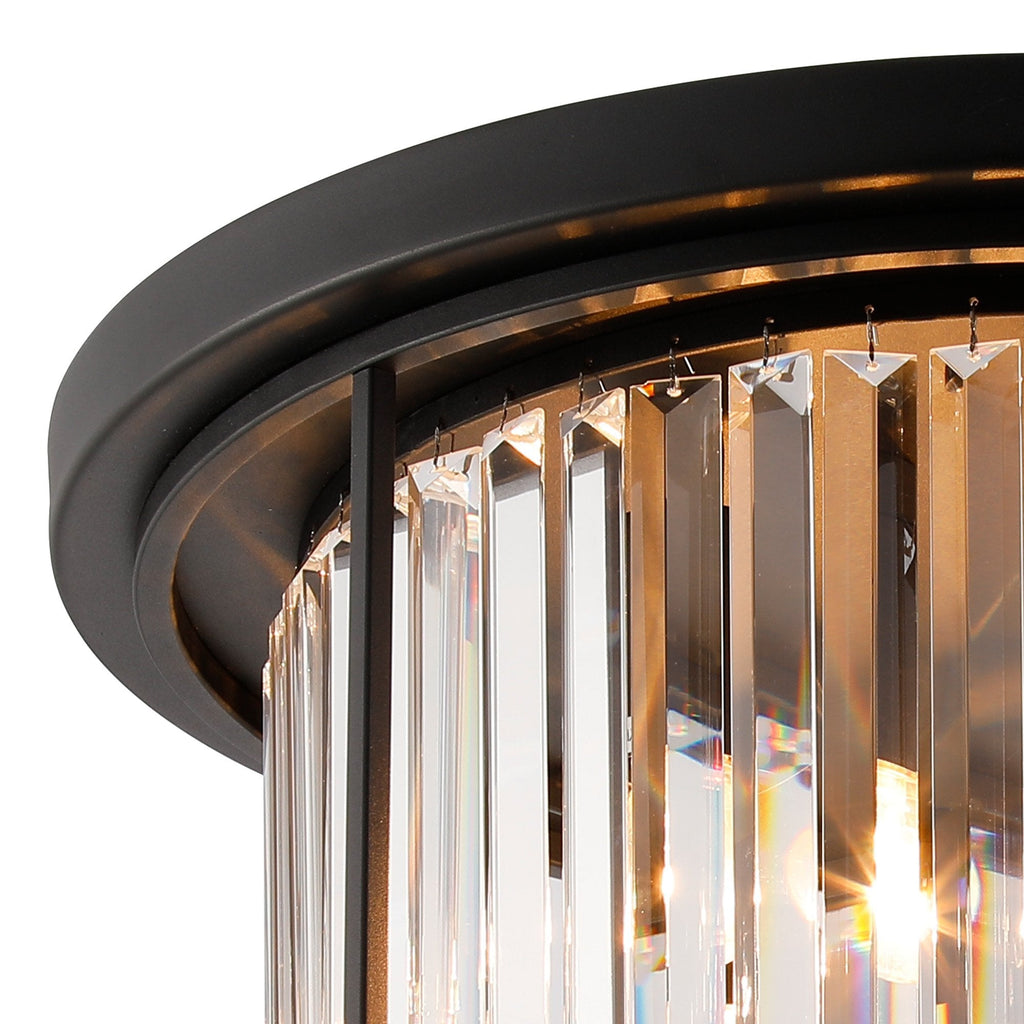 NL91129 Maccia 4 Light Flush Ceiling Light Satin Black Clear