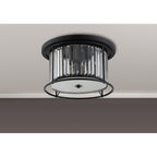 NL91129 Maccia 4 Light Flush Ceiling Light Satin Black Clear