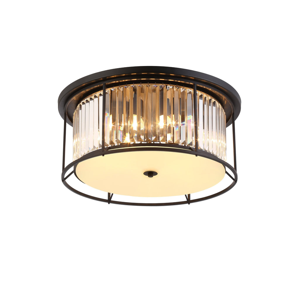 NL91139 Maccia 6 Light Flush Ceiling Light Satin Black Clear