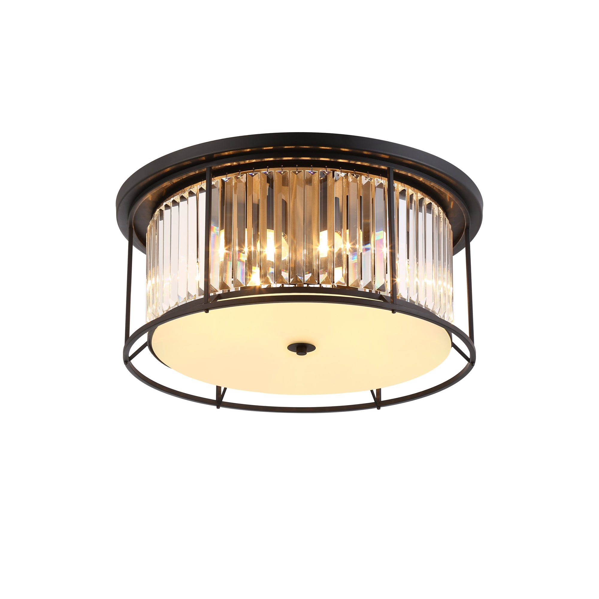 NL91139 Maccia 6 Light Flush Ceiling Light Satin Black Clear