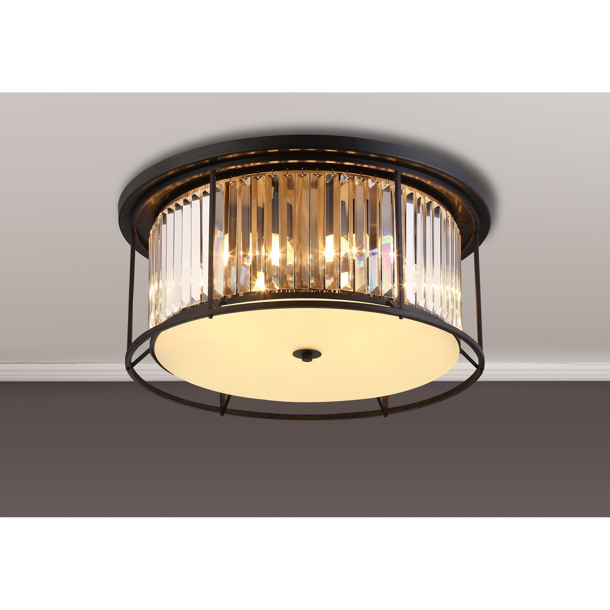 NL91139 Maccia 6 Light Flush Ceiling Light Satin Black Clear