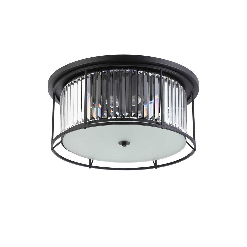 NL91139 Maccia 6 Light Flush Ceiling Light Satin Black Clear