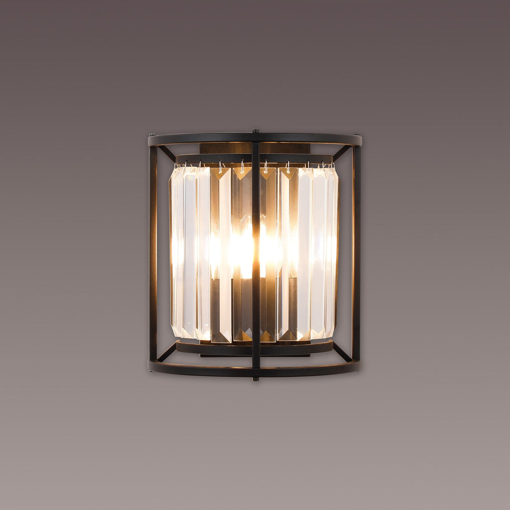 NL91149 Maccia 2 Light Wall Light Satin Black Clear
