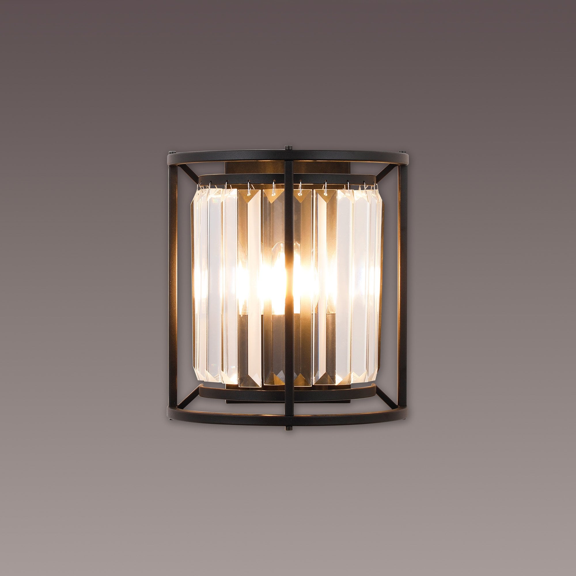 NL91149 Maccia 2 Light Wall Light Satin Black Clear