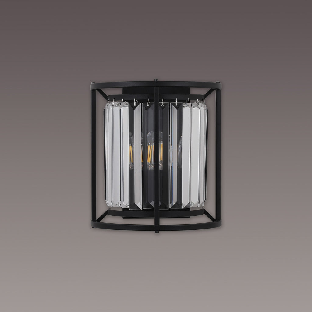 NL91149 Maccia 2 Light Wall Light Satin Black Clear