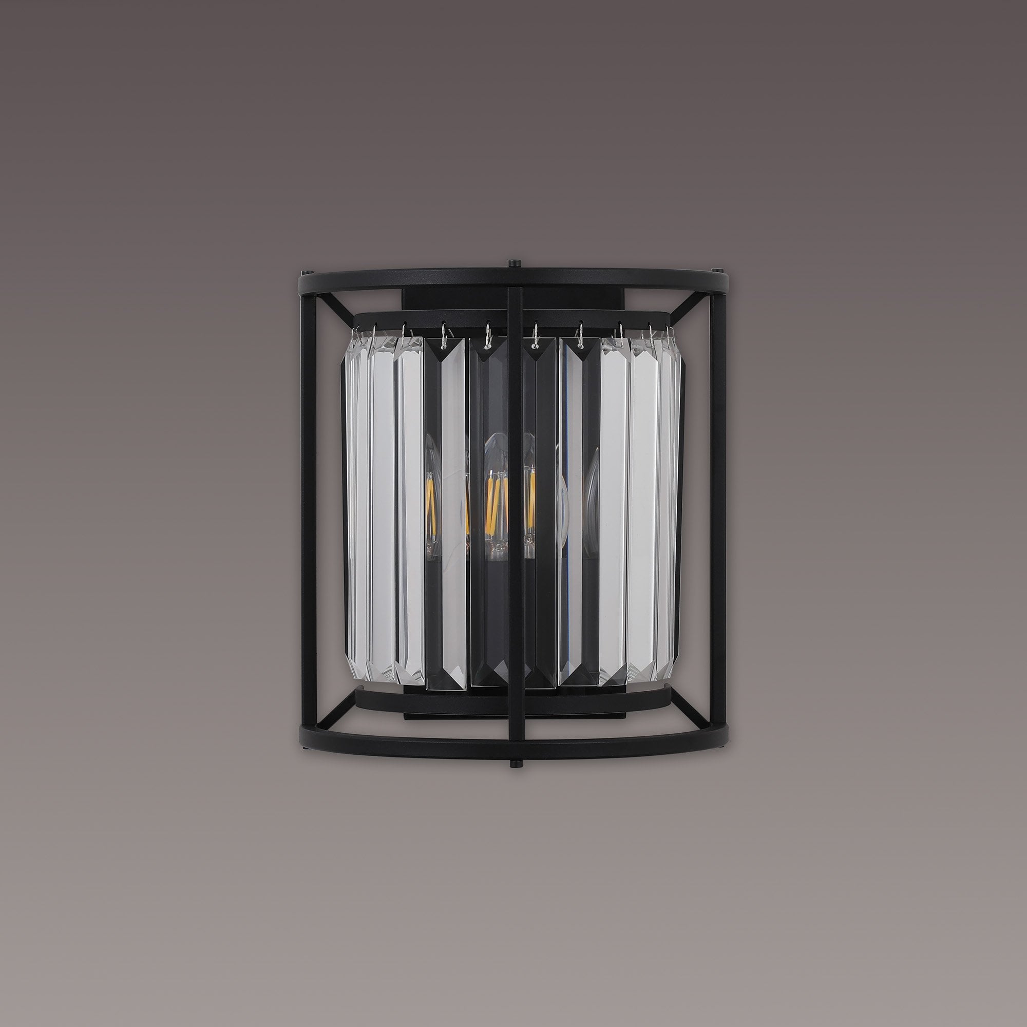 NL91149 Maccia 2 Light Wall Light Satin Black Clear