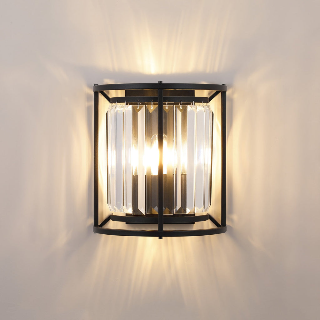 NL91149 Maccia 2 Light Wall Light Satin Black Clear