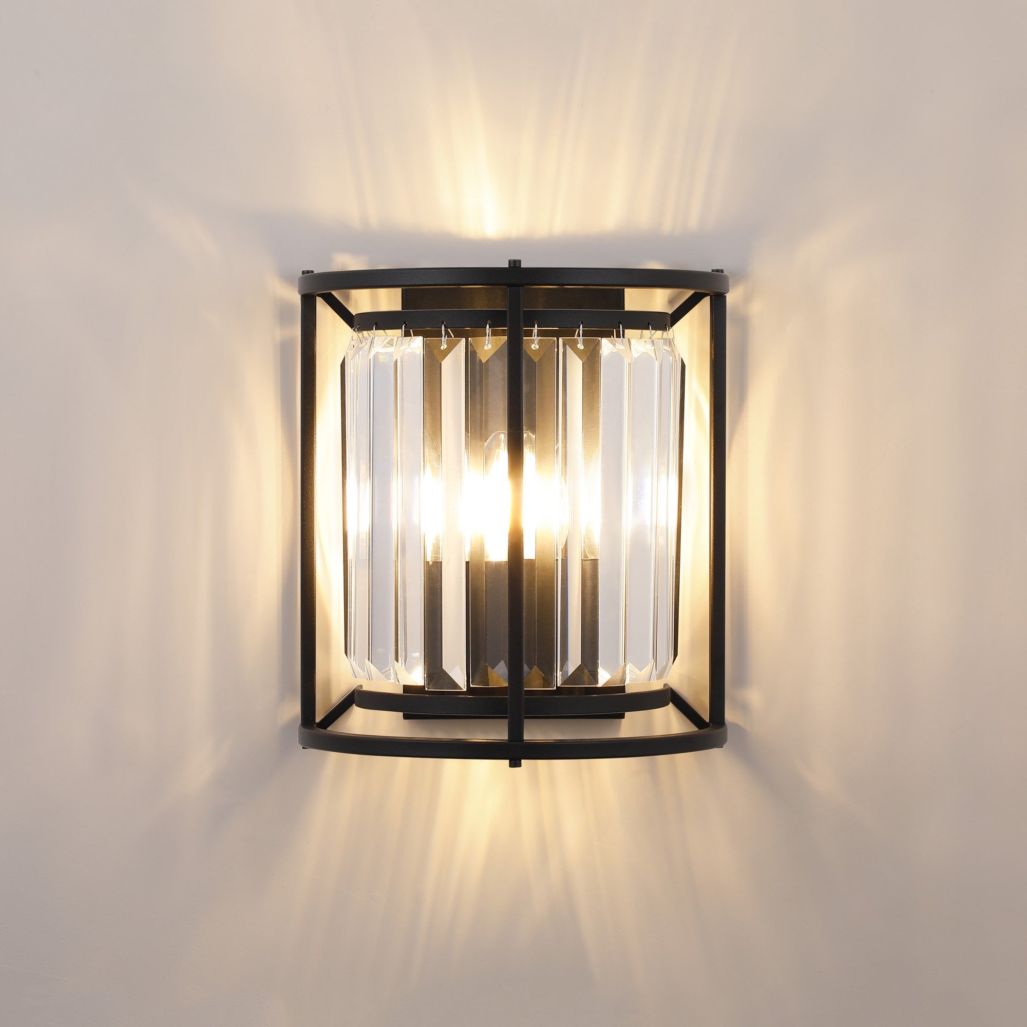 NL91149 Maccia 2 Light Wall Light Satin Black Clear