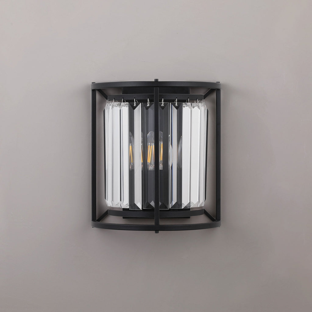 NL91149 Maccia 2 Light Wall Light Satin Black Clear
