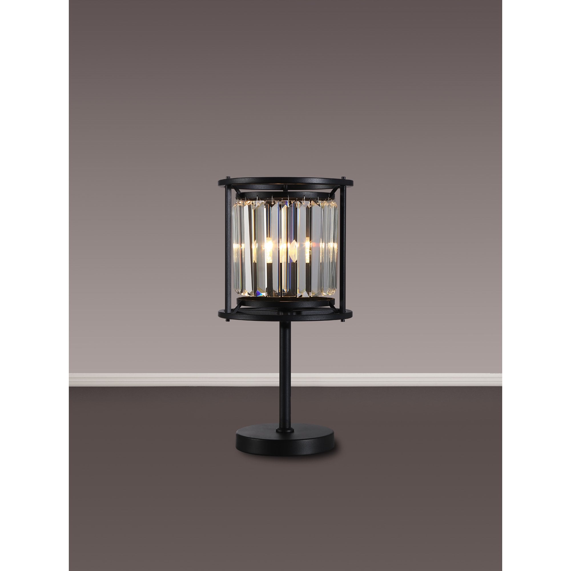 NL91159 Maccia 1 Light Table Lamp Satin Black Clear
