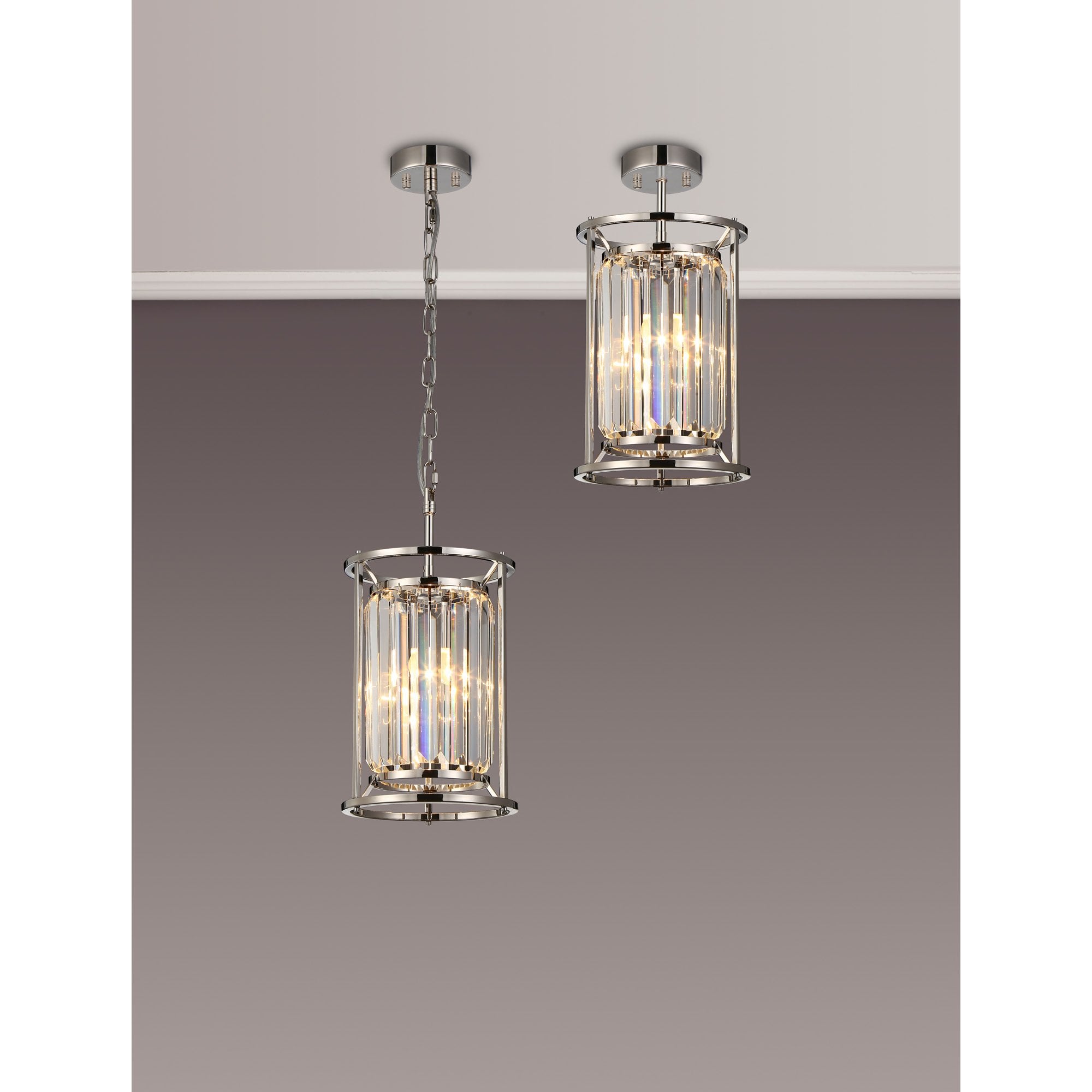 NL91169 Maccia 1 Light Pendant/Ceiling Light Polished Nickel Clear