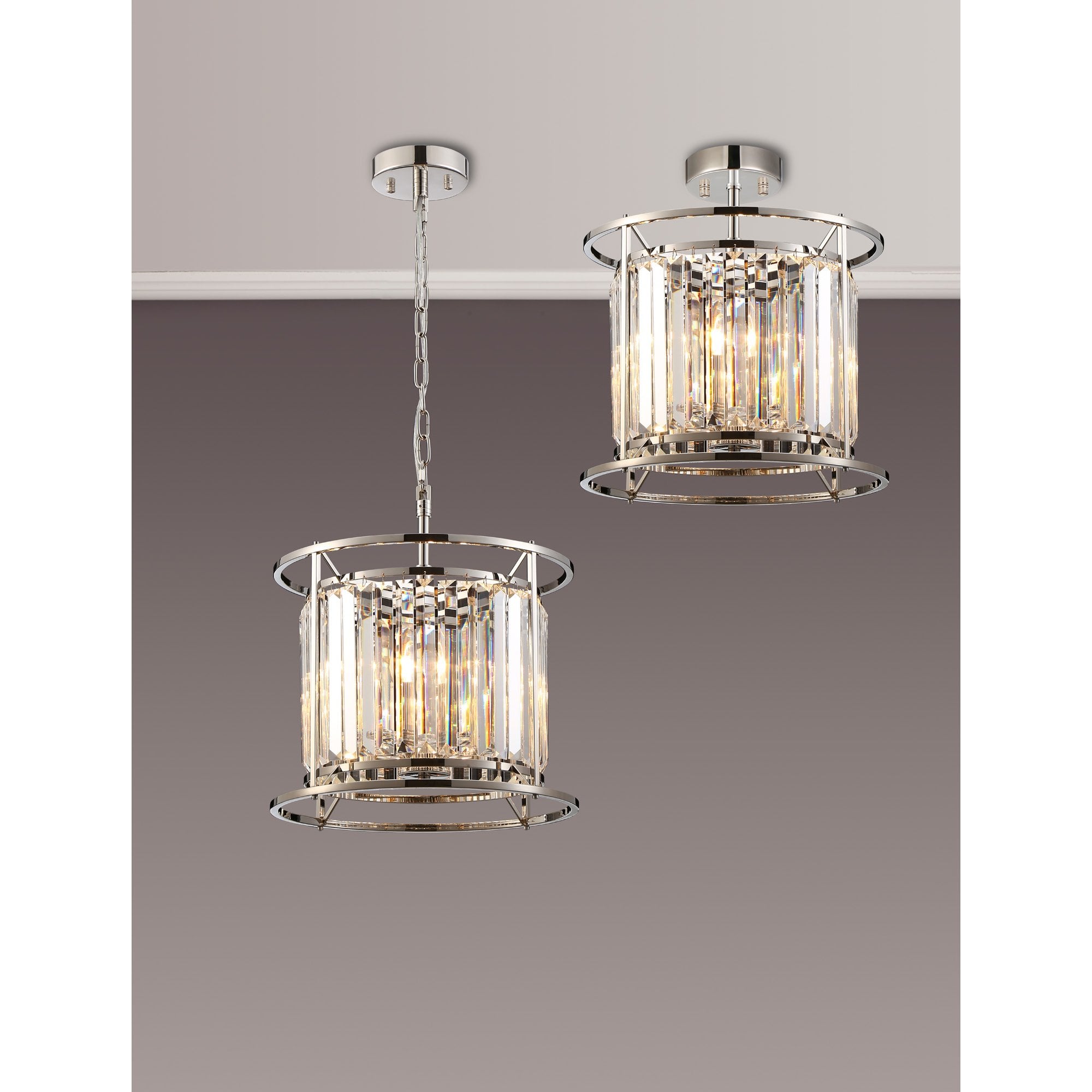 NL91179 Maccia 3 Light Pendant/Ceiling Light Polished Nickel Clear