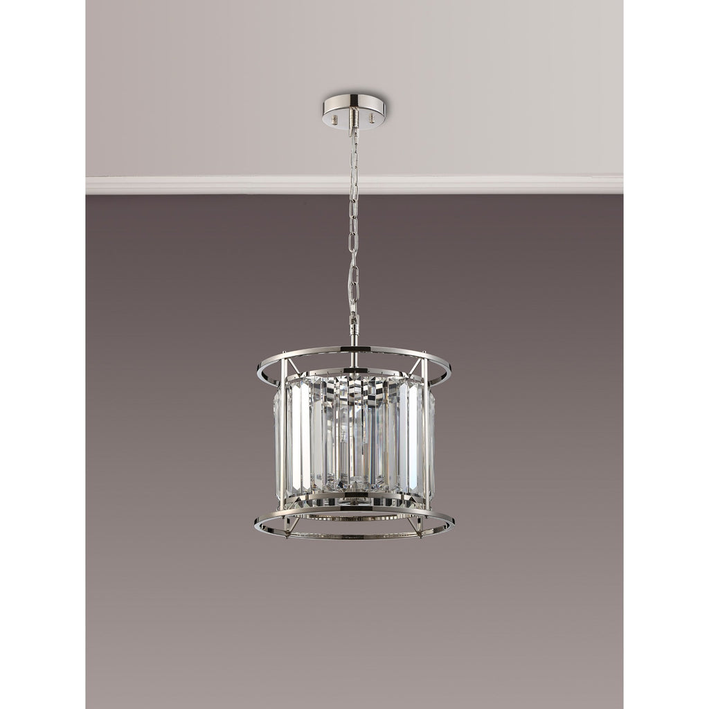 NL91179 Maccia 3 Light Pendant/Ceiling Light Polished Nickel Clear