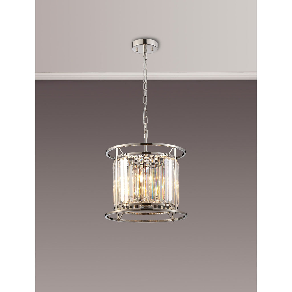 NL91179 Maccia 3 Light Pendant/Ceiling Light Polished Nickel Clear