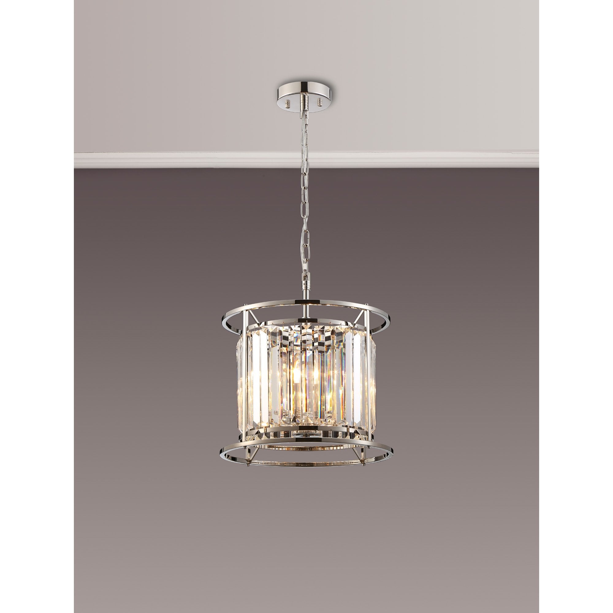 NL91179 Maccia 3 Light Pendant/Ceiling Light Polished Nickel Clear
