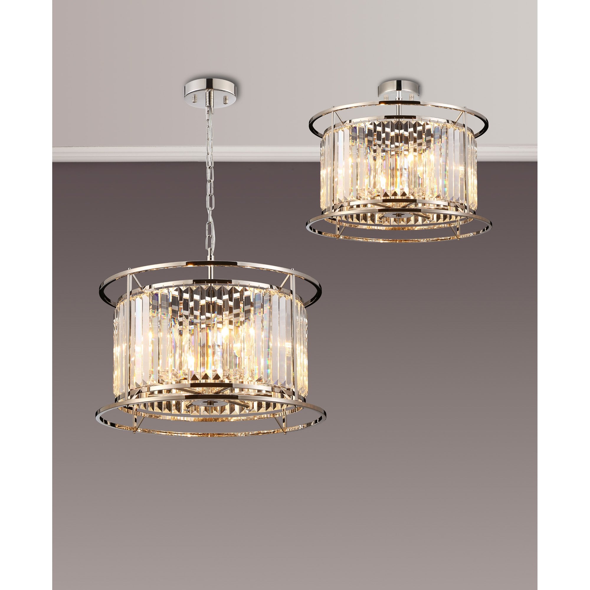 NL91189 Maccia 6 Light Pendant/Ceiling Light Polished Nickel Clear