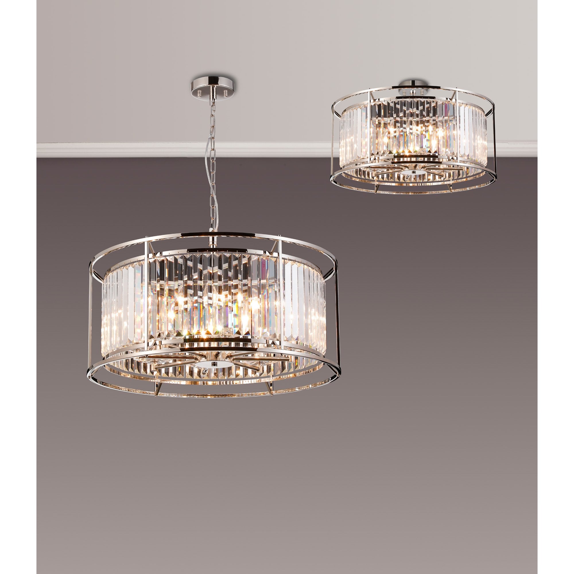 NL91199 Maccia 8 Light Pendant/Ceiling Light Polished Nickel Clear