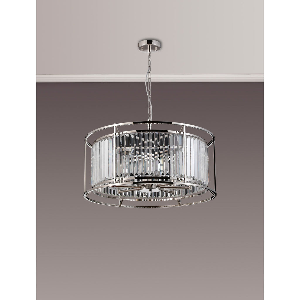 NL91199 Maccia 8 Light Pendant/Ceiling Light Polished Nickel Clear