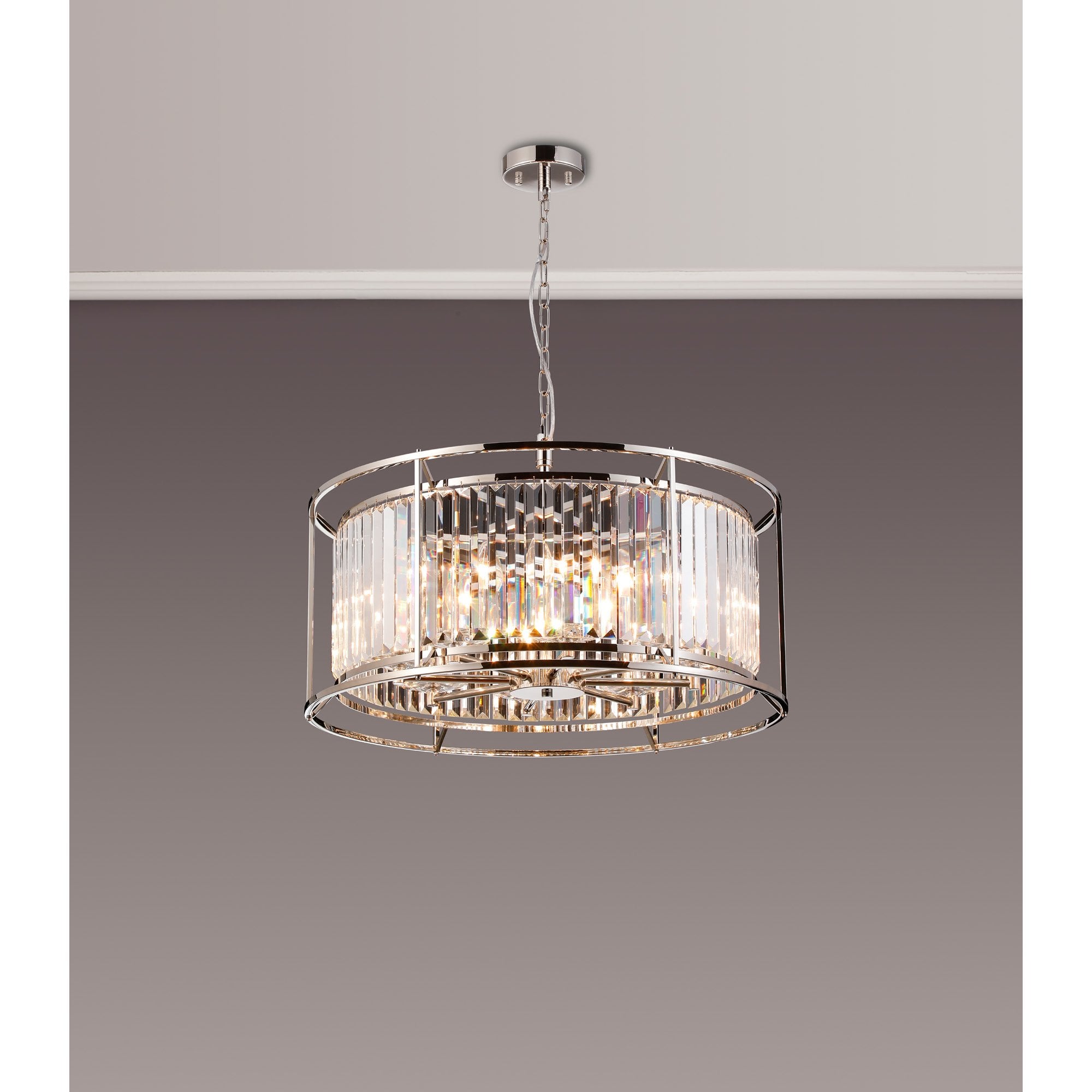 NL91199 Maccia 8 Light Pendant/Ceiling Light Polished Nickel Clear
