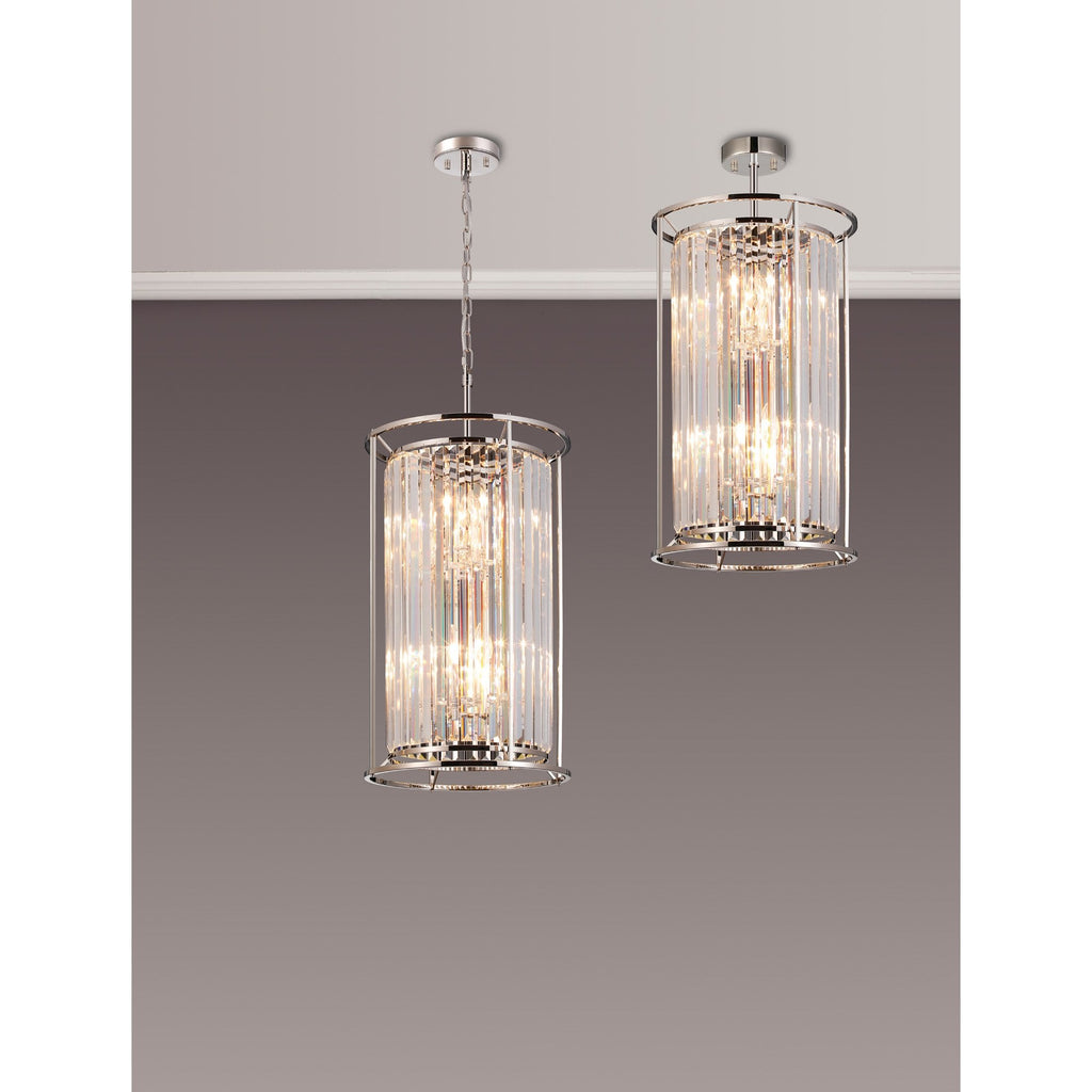 NL91209 Maccia 6 Light Pendant/Ceiling Light Polished Nickel Clear