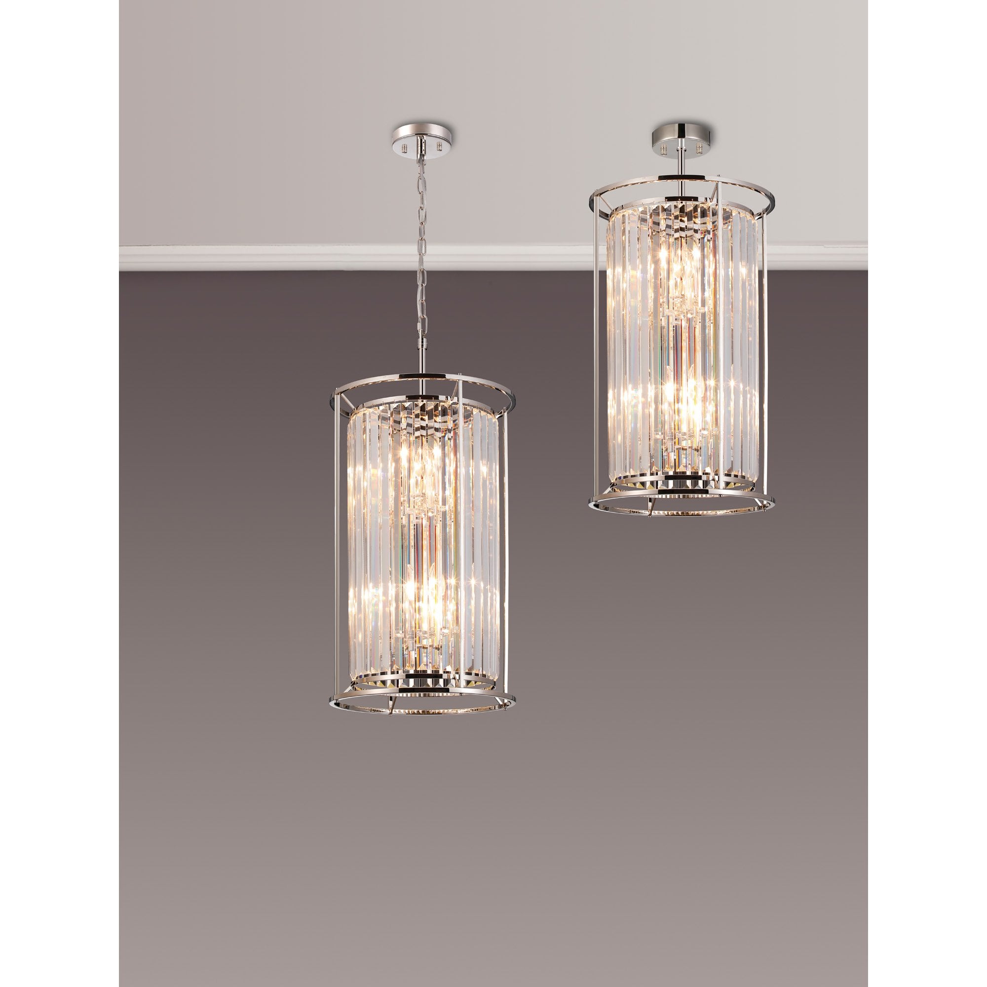 NL91209 Maccia 6 Light Pendant/Ceiling Light Polished Nickel Clear