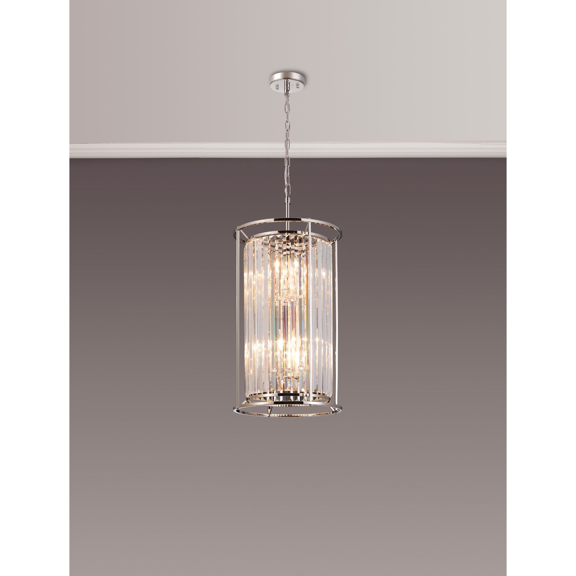 NL91209 Maccia 6 Light Pendant/Ceiling Light Polished Nickel Clear