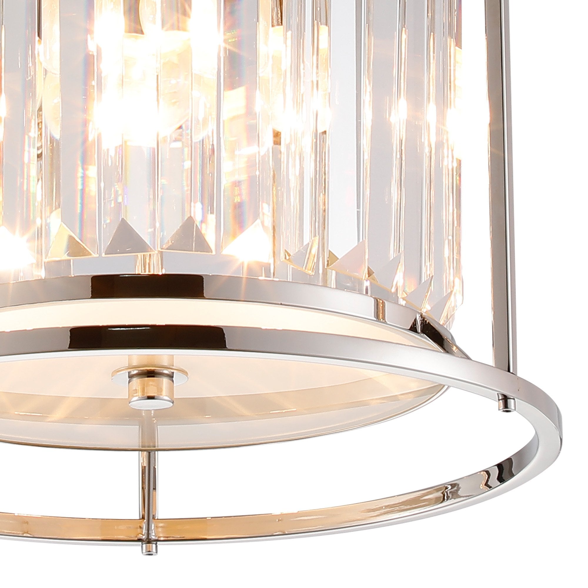 NL91229 Maccia 3 Light Flush Ceiling Light Polished Nickel Clear