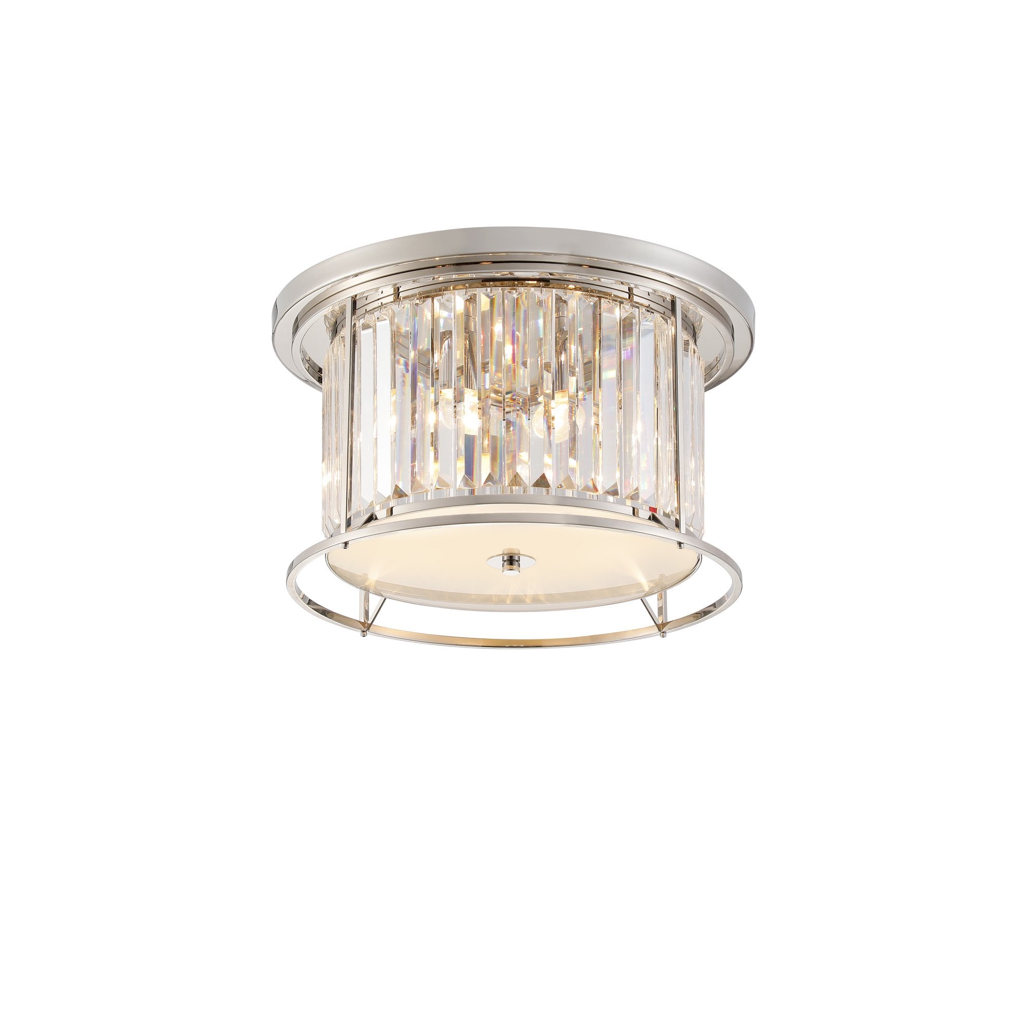 NL91239 Maccia 4 Light Flush Ceiling Light Polished Nickel Clear