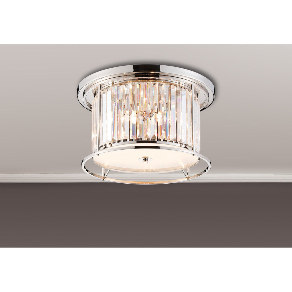 NL91239 Maccia 4 Light Flush Ceiling Light Polished Nickel Clear