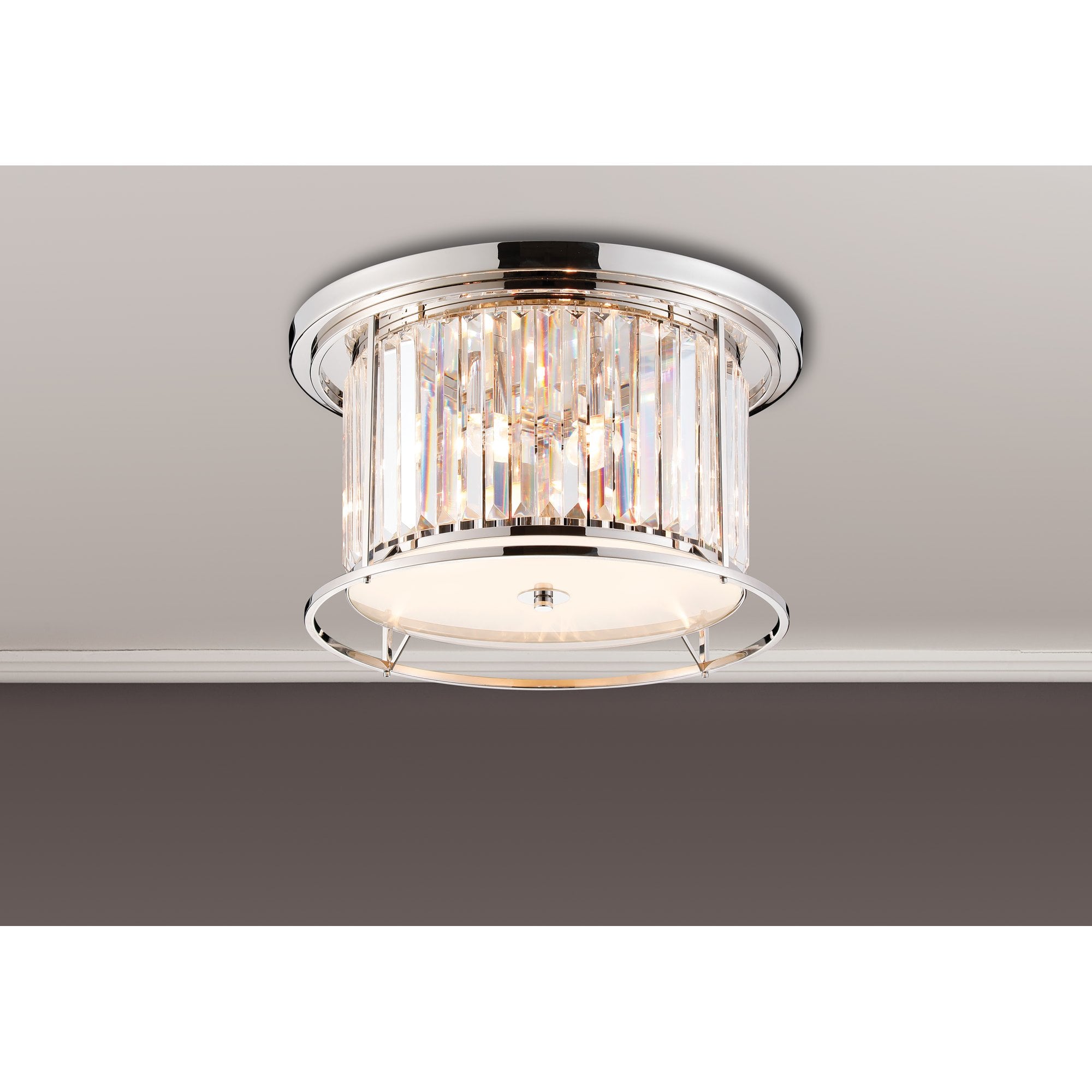 NL91239 Maccia 4 Light Flush Ceiling Light Polished Nickel Clear