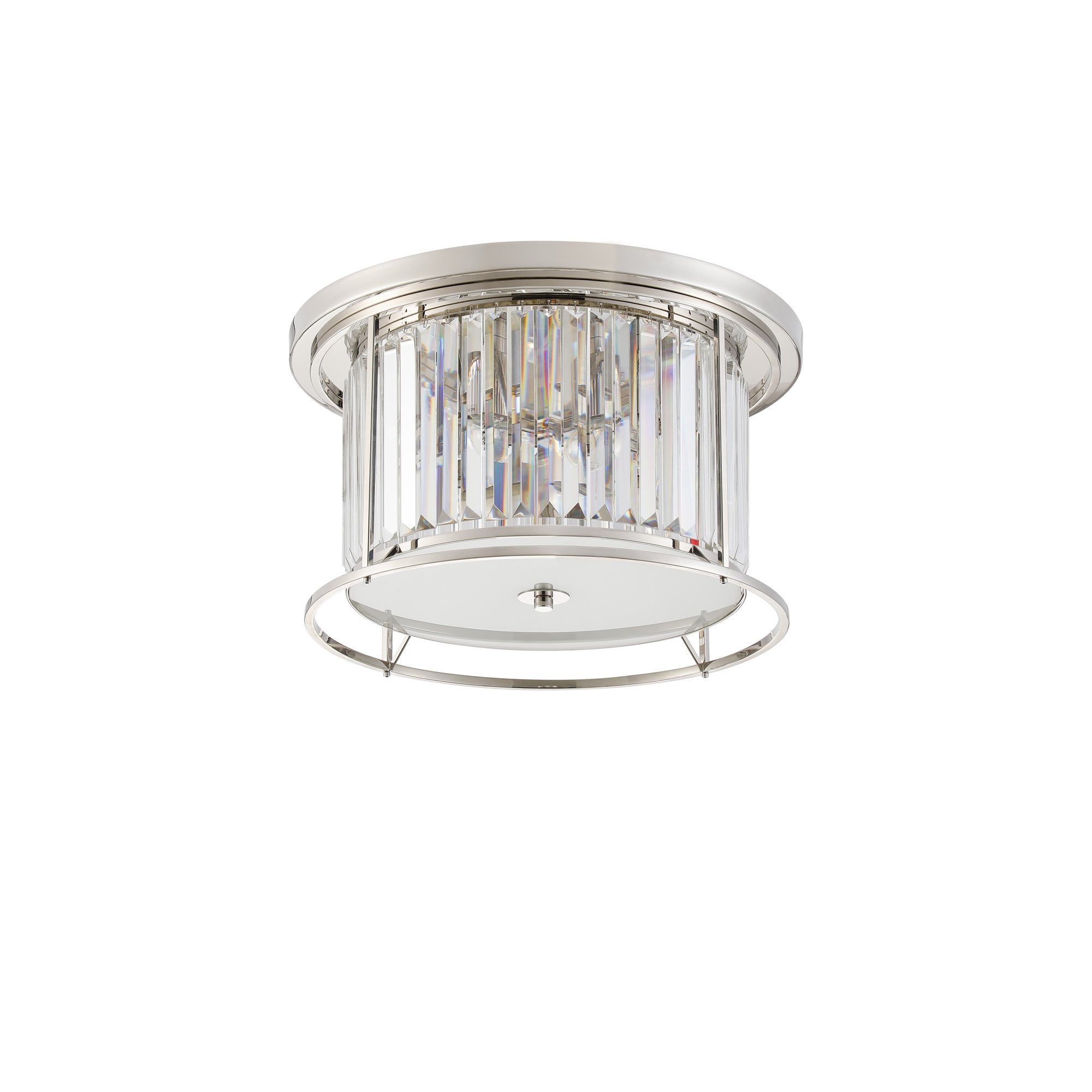 NL91239 Maccia 4 Light Flush Ceiling Light Polished Nickel Clear