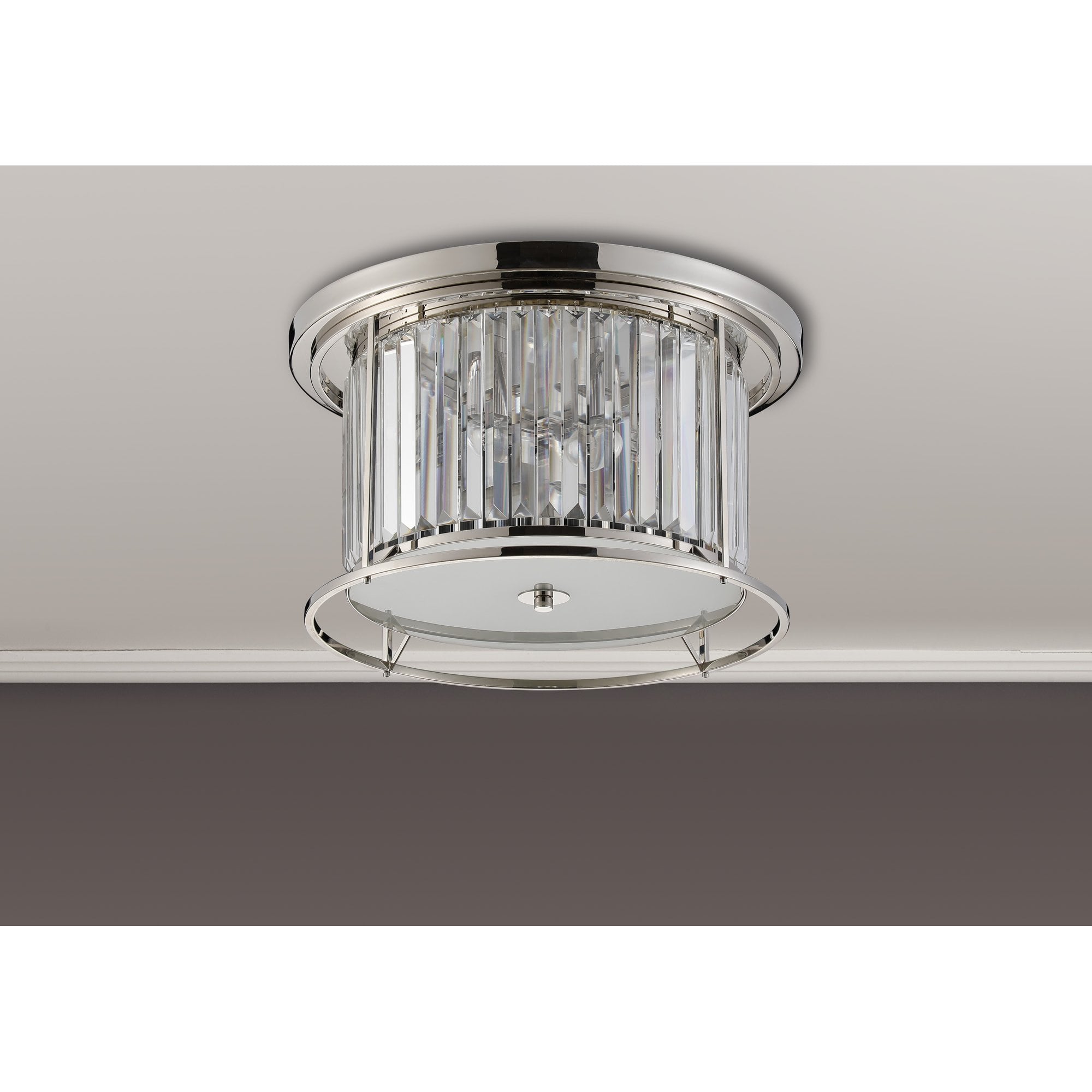 NL91239 Maccia 4 Light Flush Ceiling Light Polished Nickel Clear