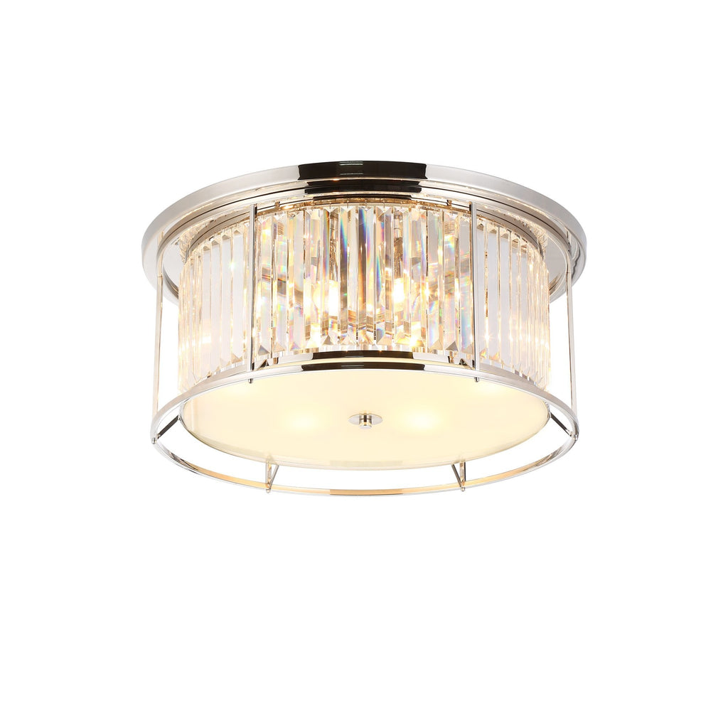 NL91249 Maccia 6 Light Flush Ceiling Light Polished Nickel Clear