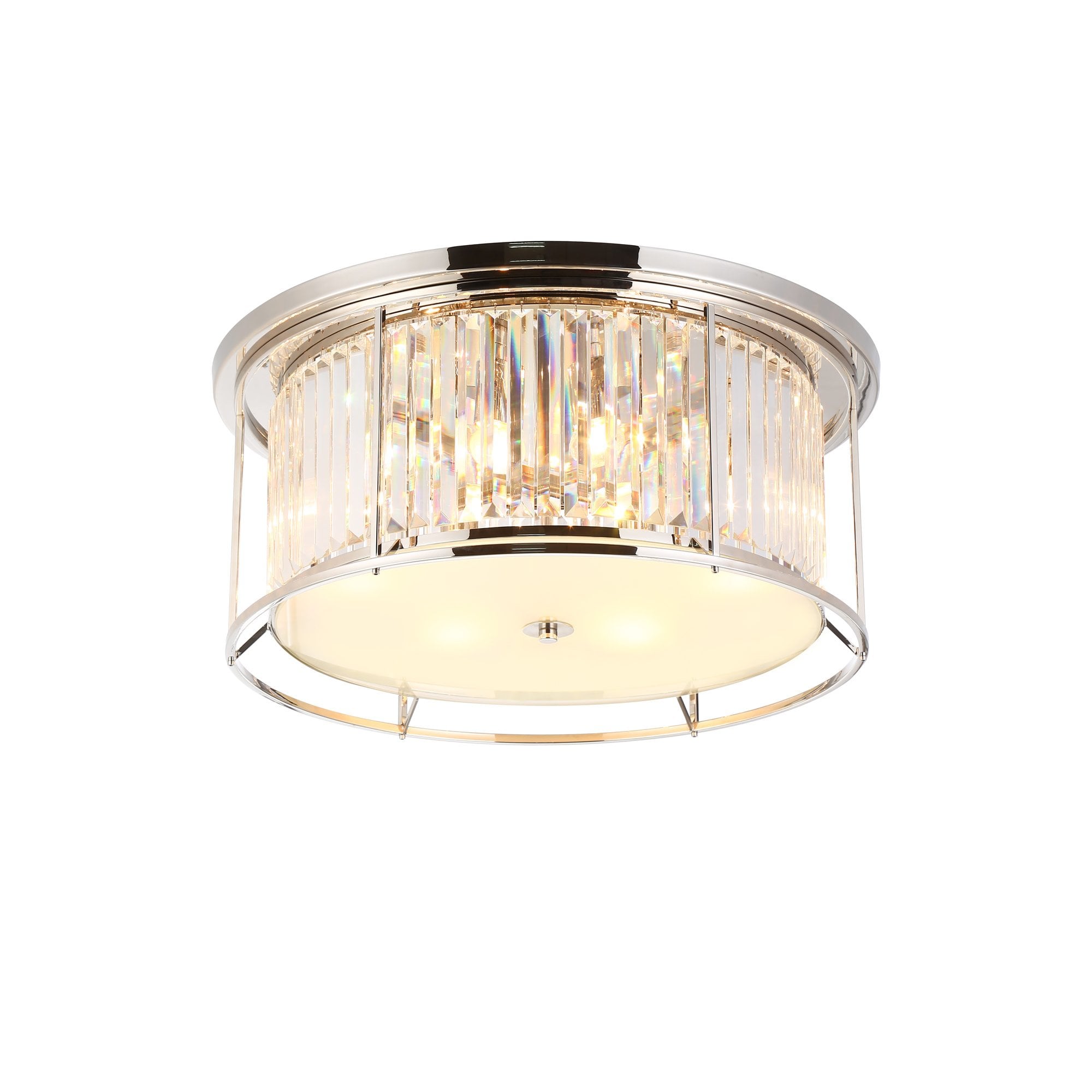 NL91249 Maccia 6 Light Flush Ceiling Light Polished Nickel Clear
