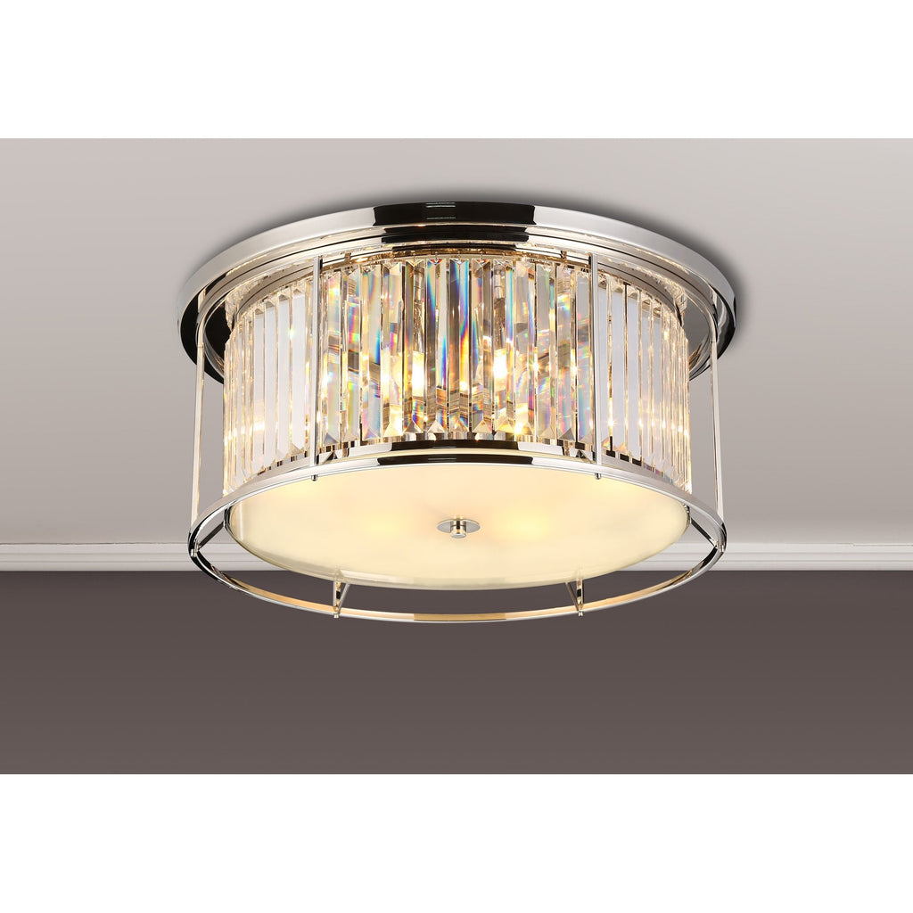 NL91249 Maccia 6 Light Flush Ceiling Light Polished Nickel Clear