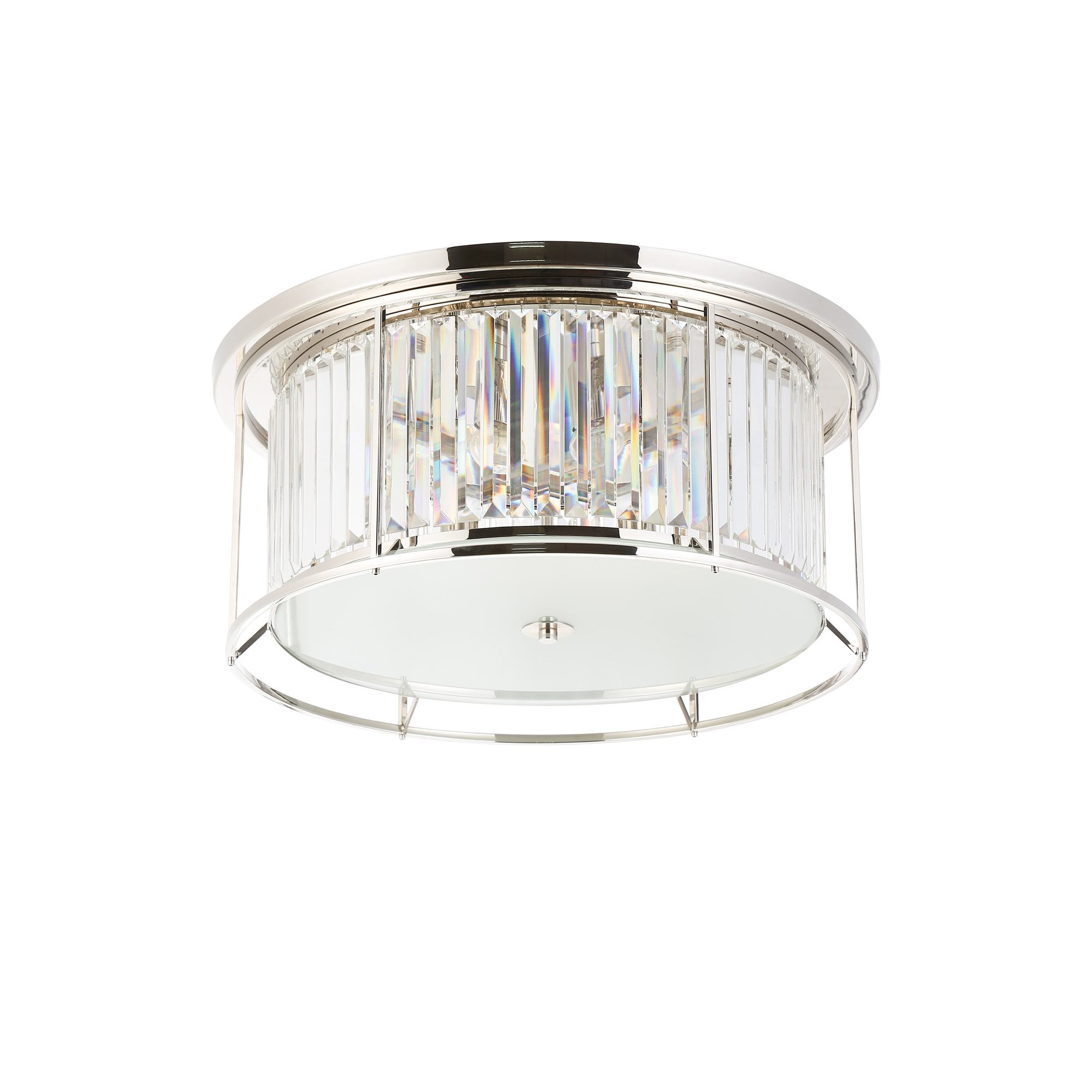 NL91249 Maccia 6 Light Flush Ceiling Light Polished Nickel Clear