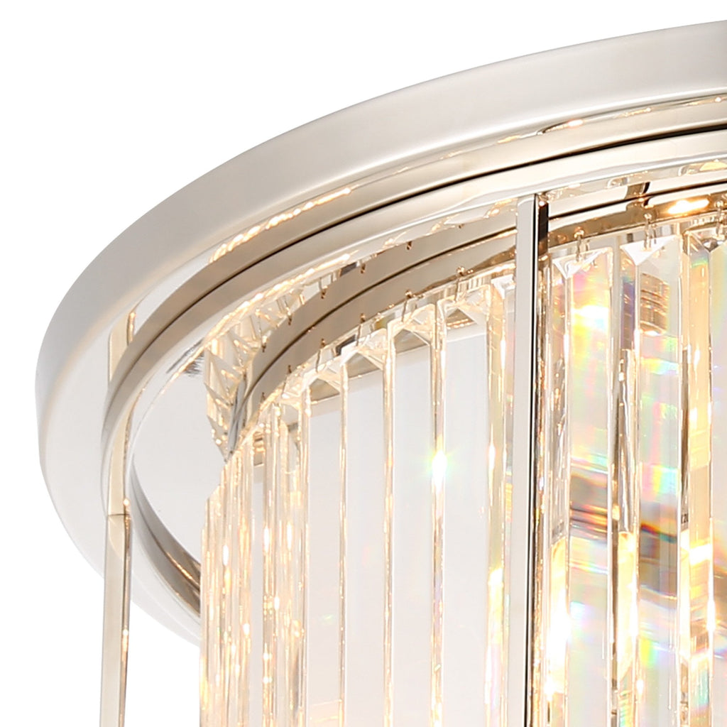 NL91249 Maccia 6 Light Flush Ceiling Light Polished Nickel Clear
