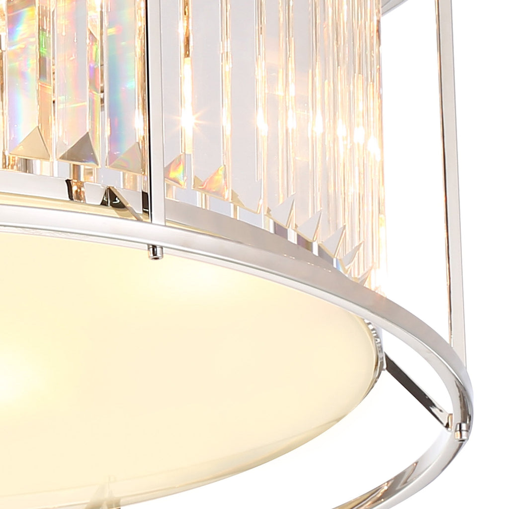 NL91249 Maccia 6 Light Flush Ceiling Light Polished Nickel Clear