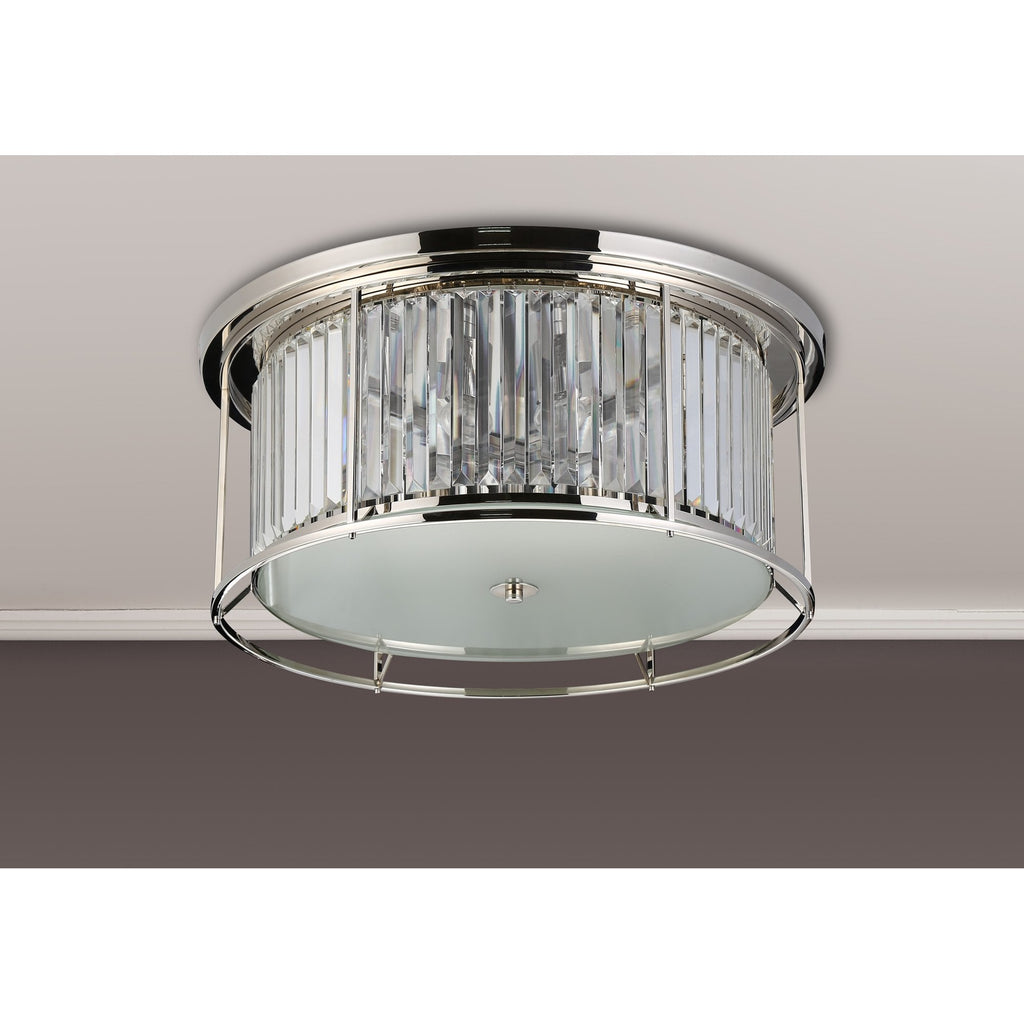 NL91249 Maccia 6 Light Flush Ceiling Light Polished Nickel Clear