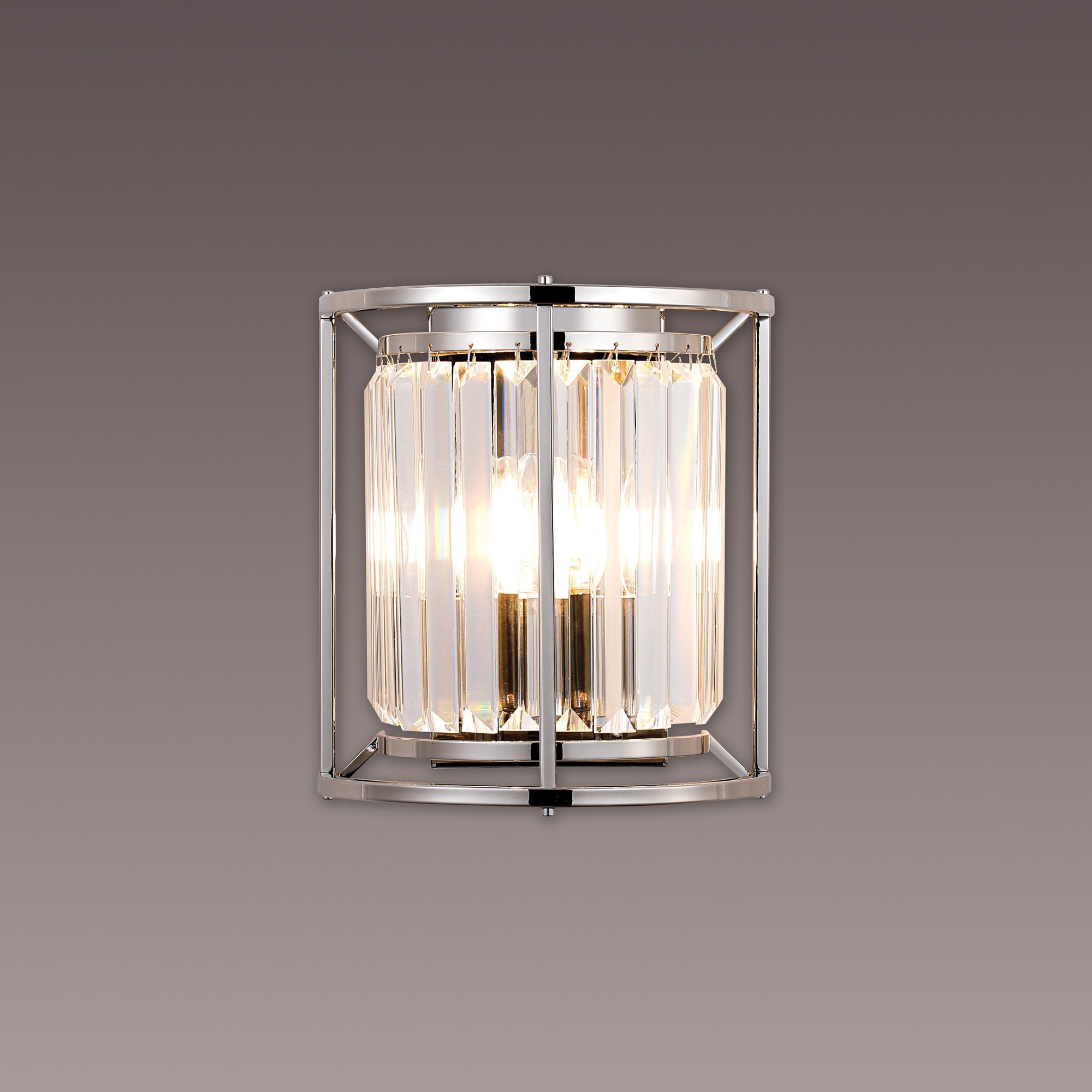 NL91259 Maccia 2 Light Wall Light Polished Nickel Clear