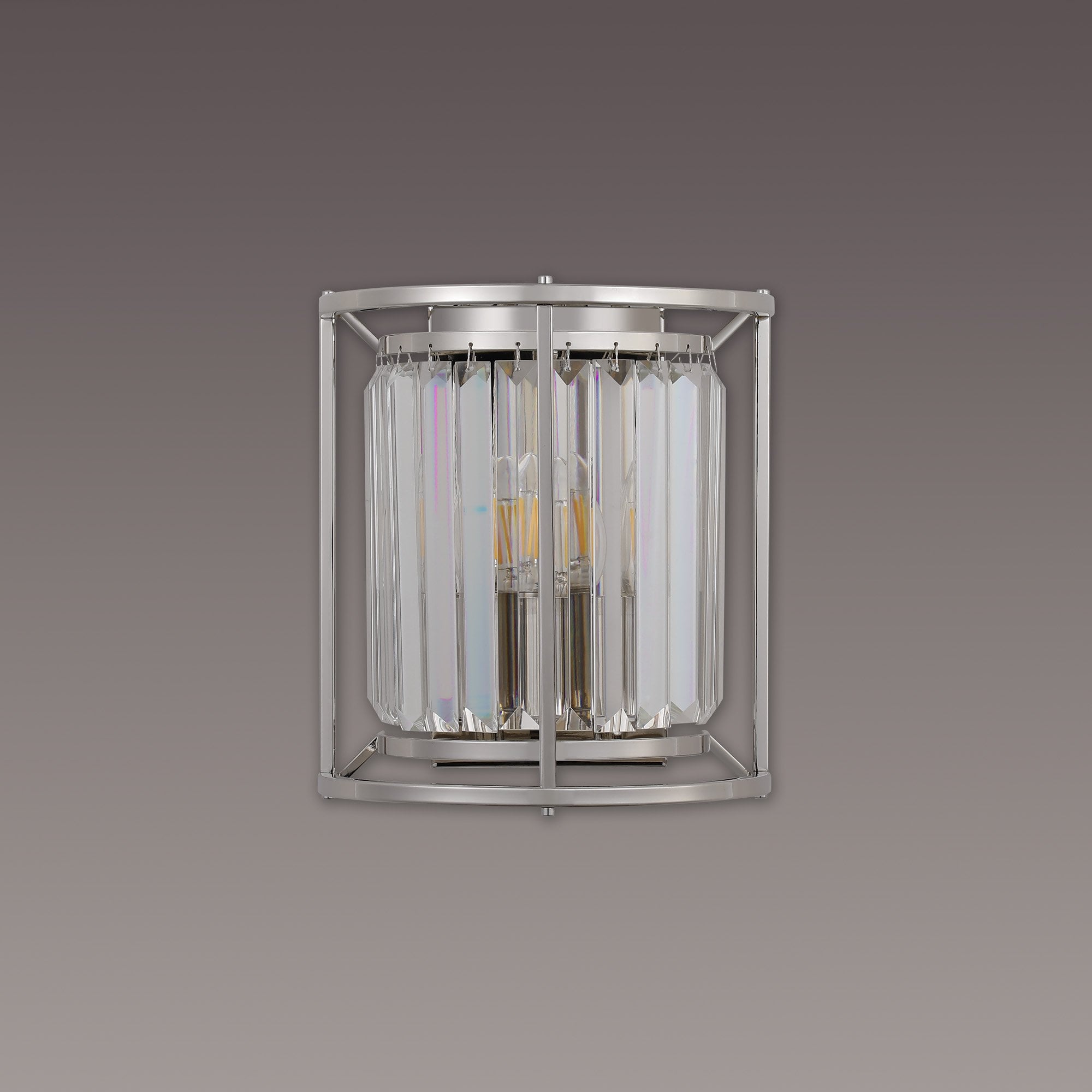 NL91259 Maccia 2 Light Wall Light Polished Nickel Clear