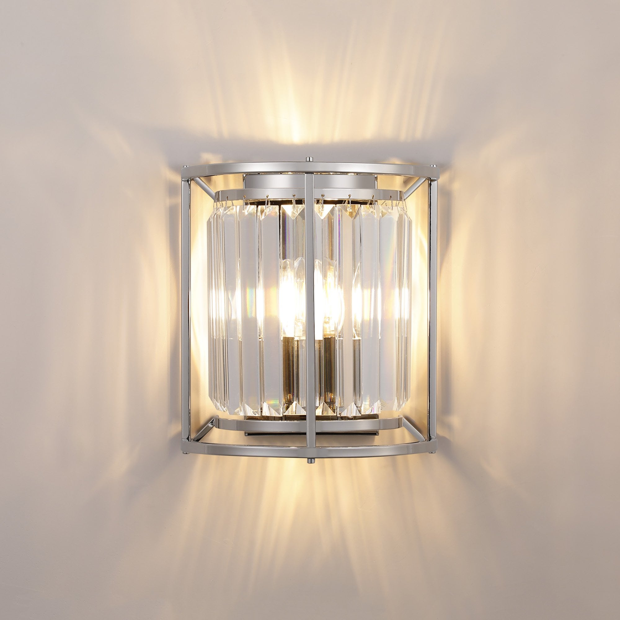NL91259 Maccia 2 Light Wall Light Polished Nickel Clear