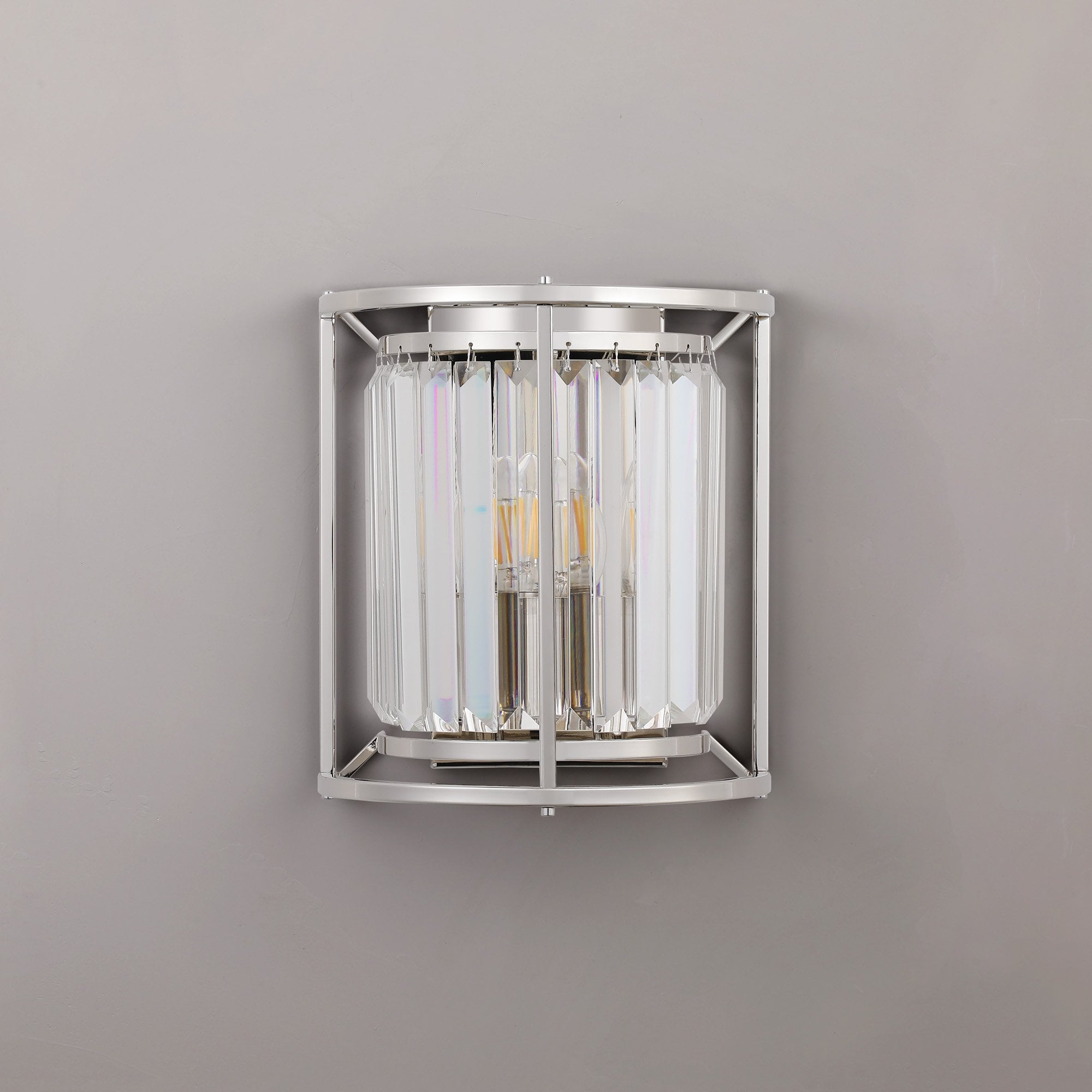 NL91259 Maccia 2 Light Wall Light Polished Nickel Clear