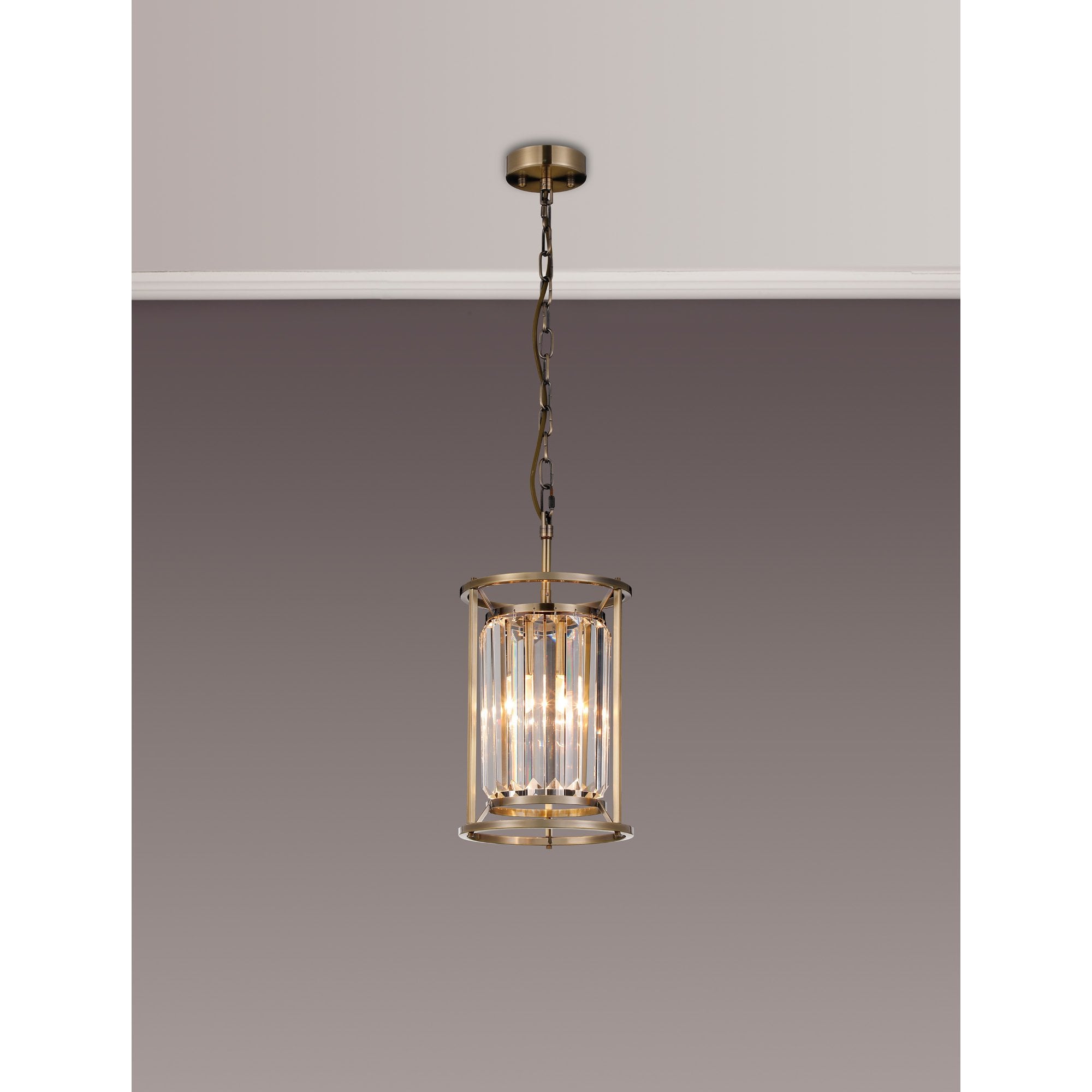 NL91279 Maccia 1 Light Pendant/Ceiling Light Antique Brass Clear