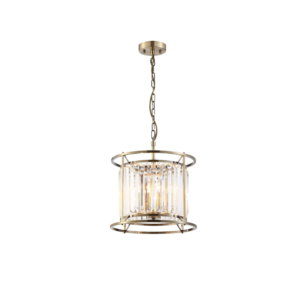 NL91289 Maccia 3 Light Pendant/Ceiling Light Antique Brass Clear