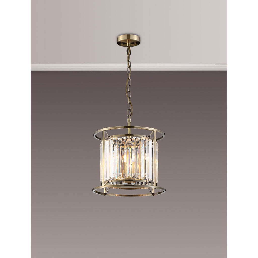 NL91289 Maccia 3 Light Pendant/Ceiling Light Antique Brass Clear