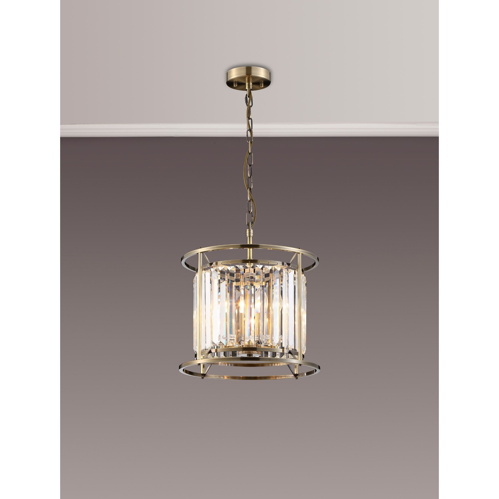 NL91289 Maccia 3 Light Pendant/Ceiling Light Antique Brass Clear