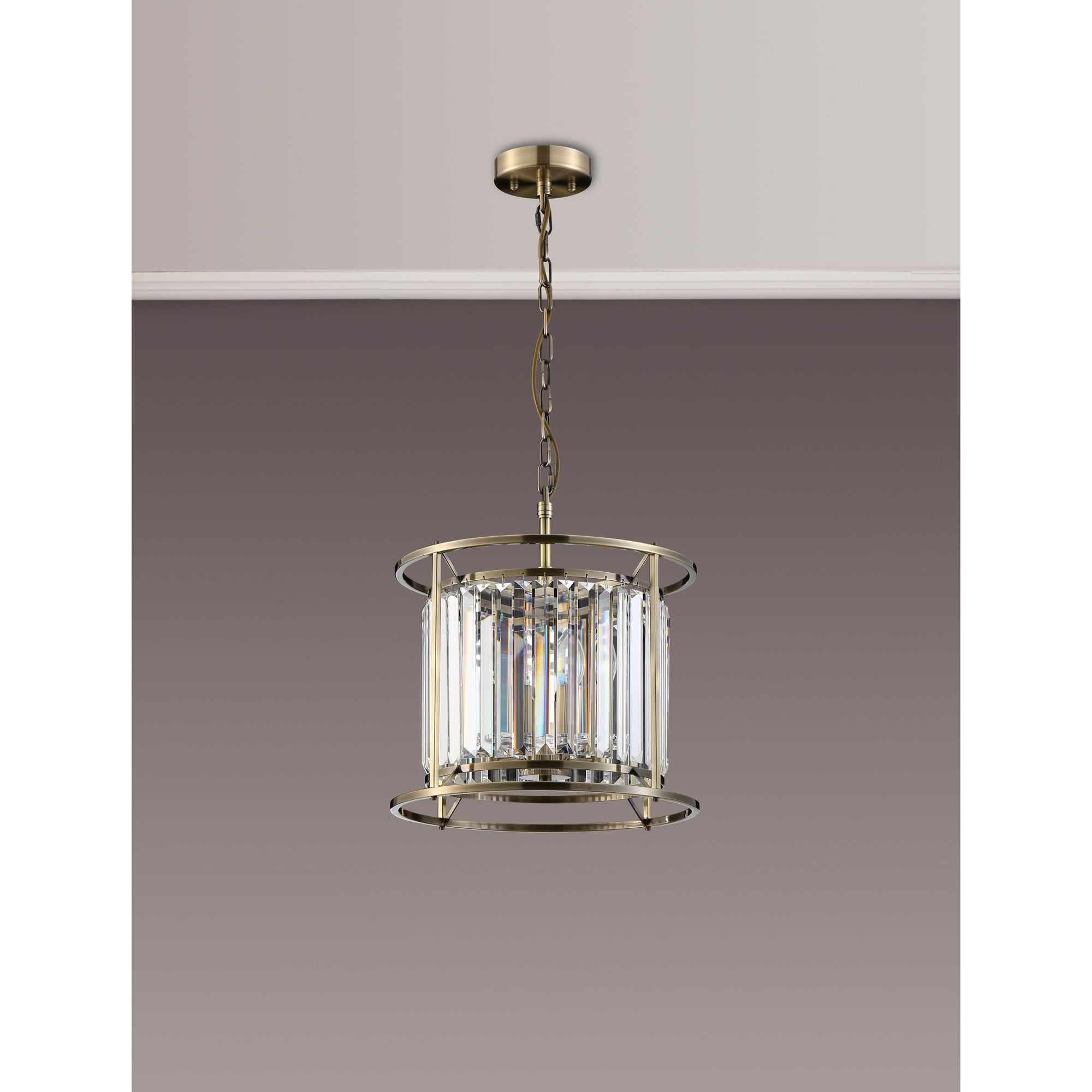 NL91289 Maccia 3 Light Pendant/Ceiling Light Antique Brass Clear