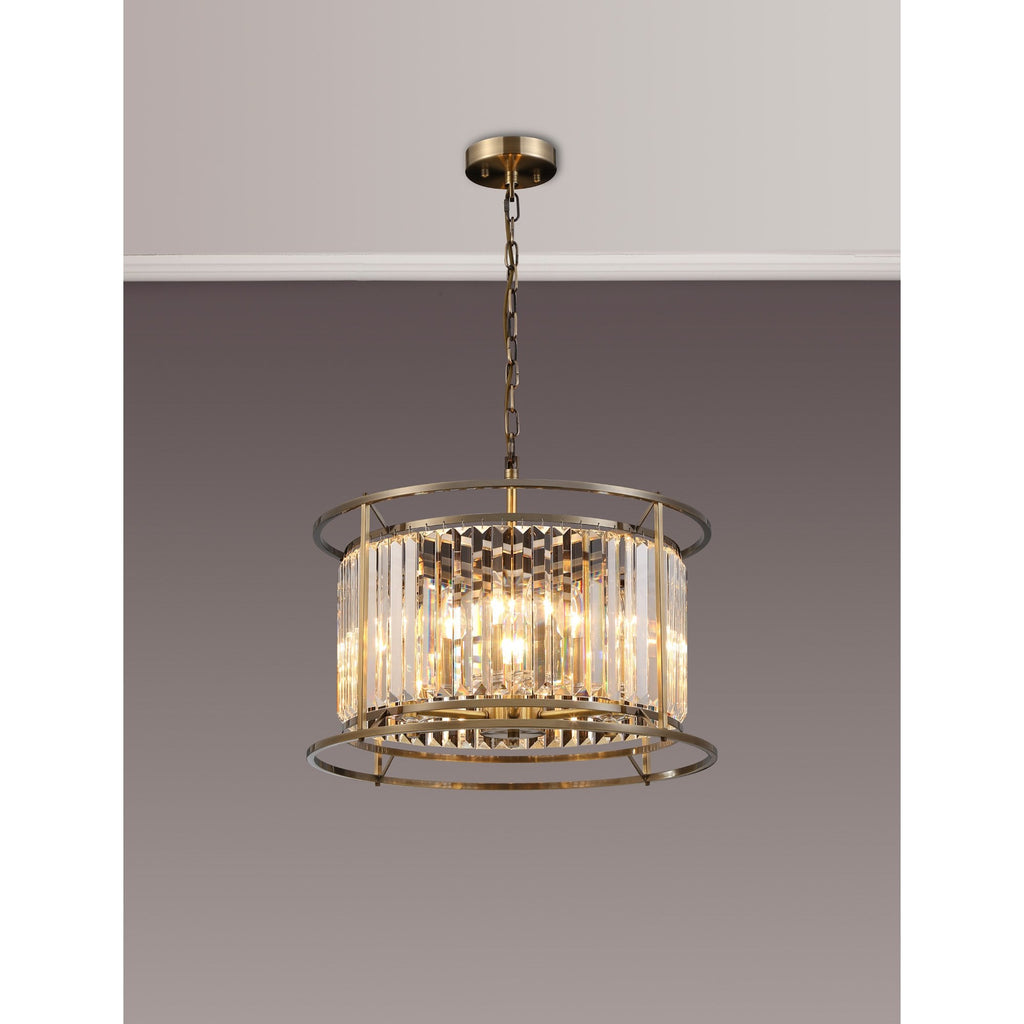 NL91299 Maccia 6 Light Pendant/Ceiling Light Antique Brass Clear
