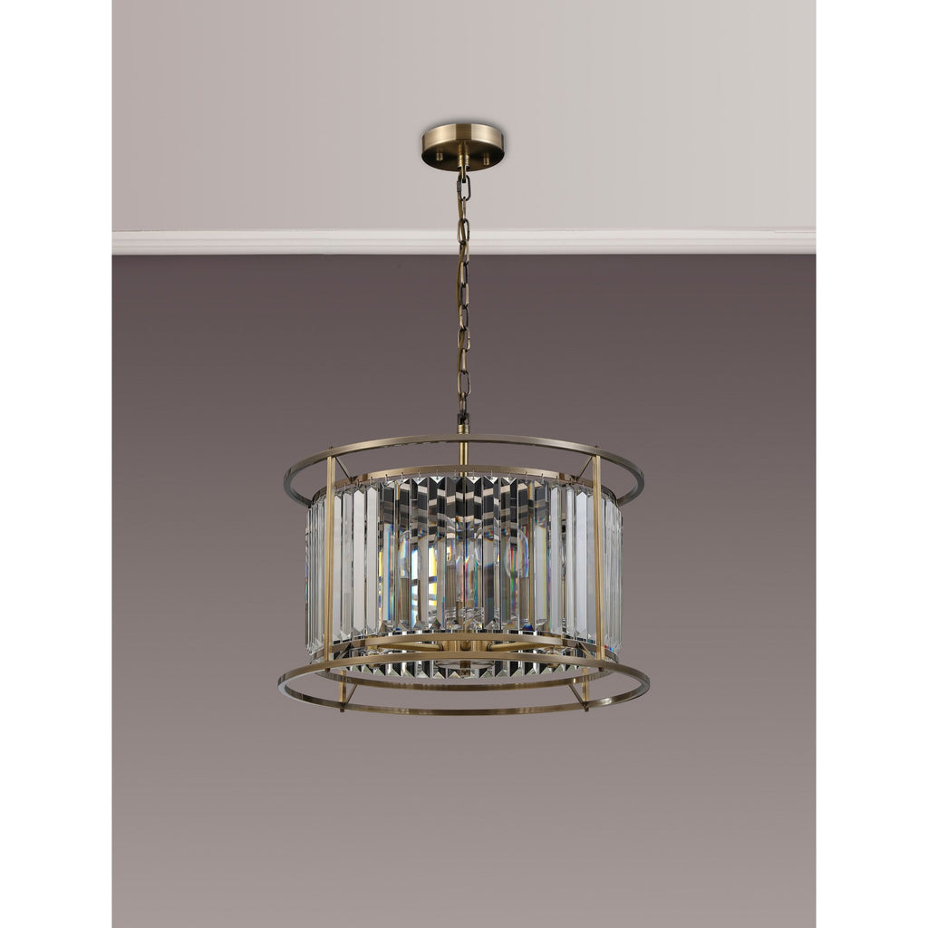 NL91299 Maccia 6 Light Pendant/Ceiling Light Antique Brass Clear